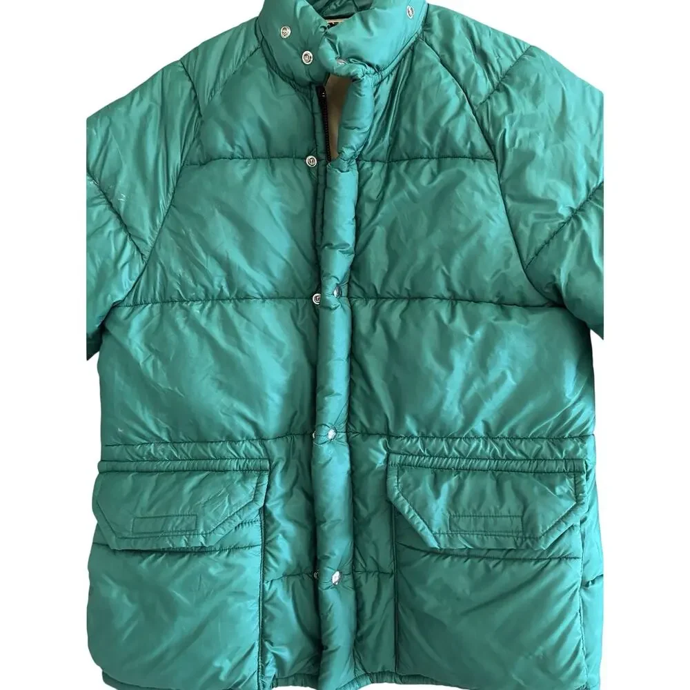 Vintage Columbia Sportswear Co Green Puffer Jacket Mens Medium Snap Zip Coat